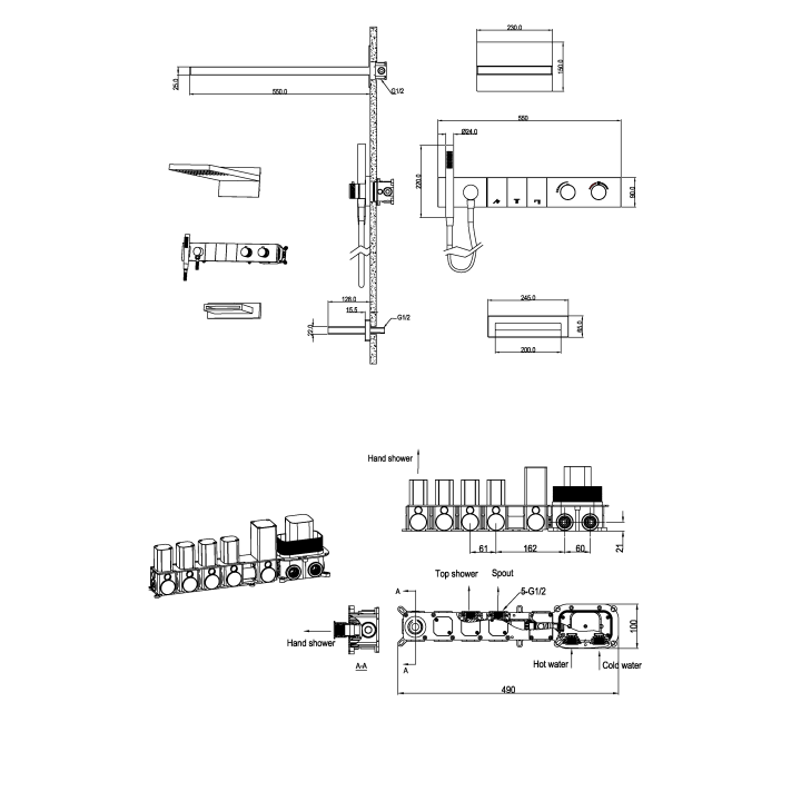 Boheme 133-2-CR душевая система термостат Chrome