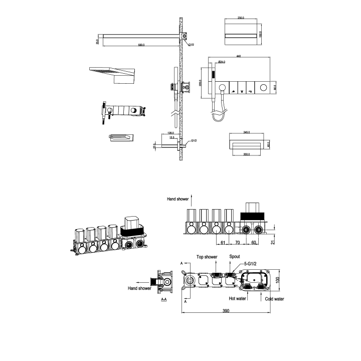 Душевая система Boheme 132-2-G Gold
