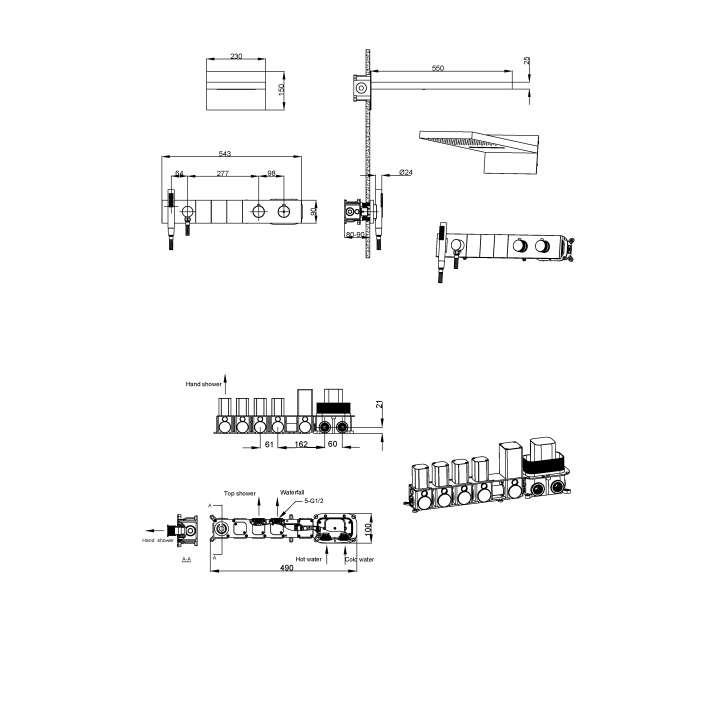 Boheme 133-B душевая система, скрытый монтаж