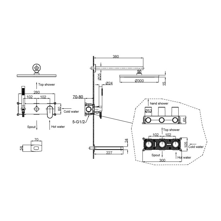 Boheme 454-2-MW душевая система скрытая