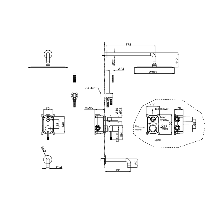 Душевая система Boheme 464-2-GM Gun Metall