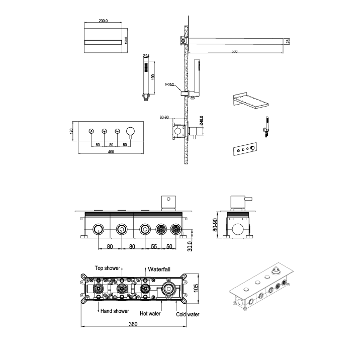 Boheme Fusion 130-CR душевая система Chrome