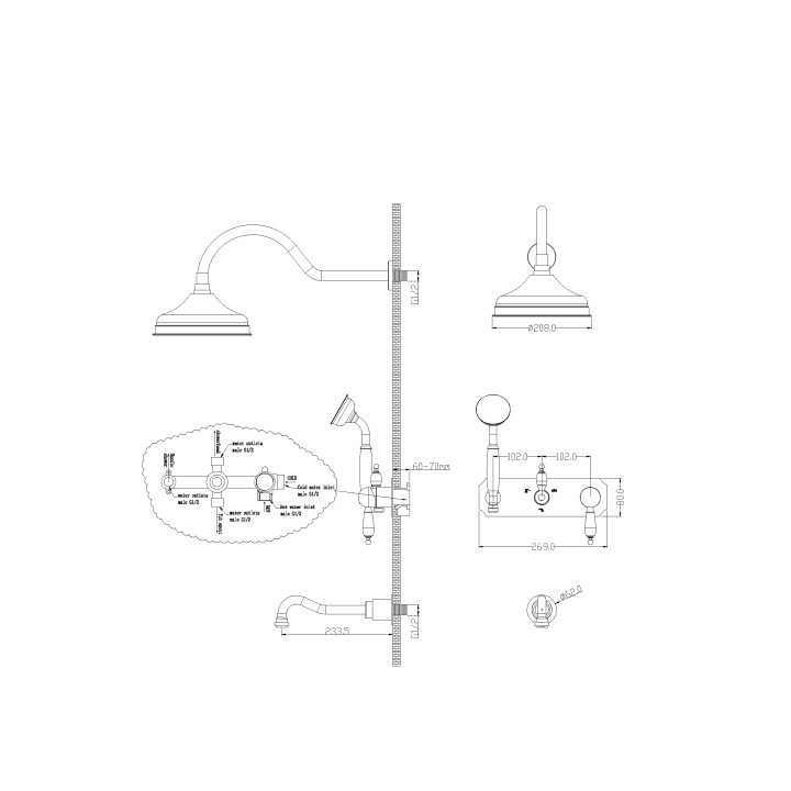 Boheme 308 душевая система Bronze скрытый монтаж