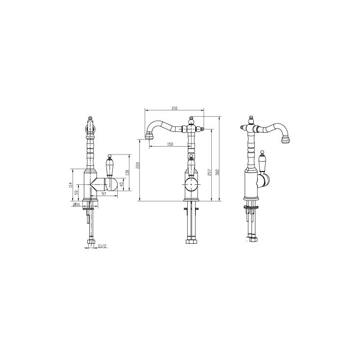 Boheme 282 смеситель для раковины Gold