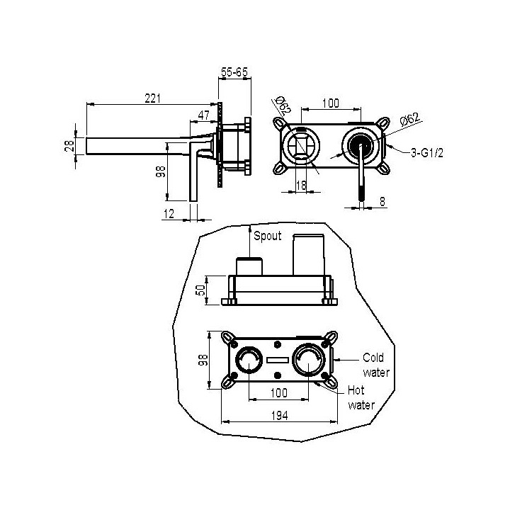 Boheme 165-CB смеситель DUO для раковины
