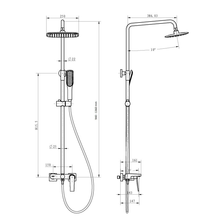 Boheme Venturo 378 душевая система Chrome