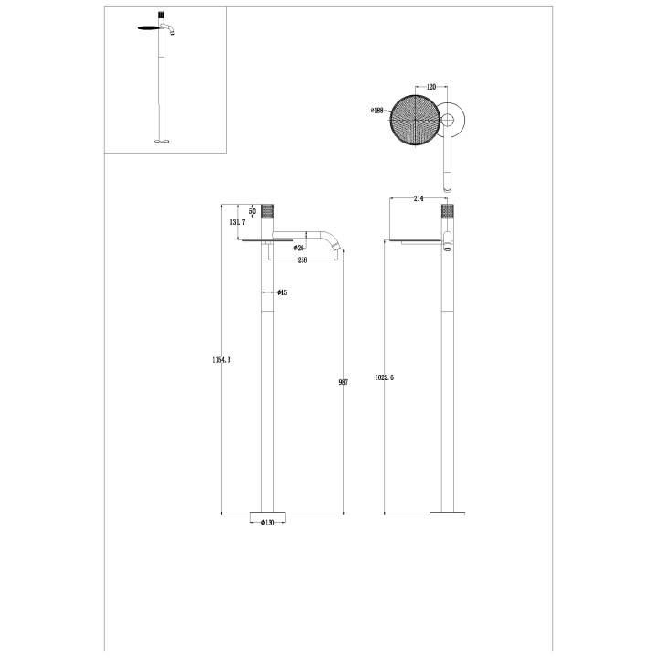 Boheme 120-CB.3 Смеситель напольный для раковины