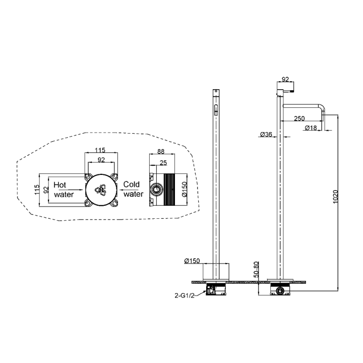 Boheme 107-MW смеситель напольный, белый
