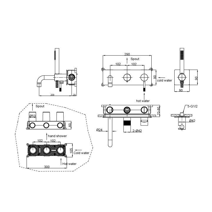 Boheme 464-3-MW смеситель скрытого монтажа