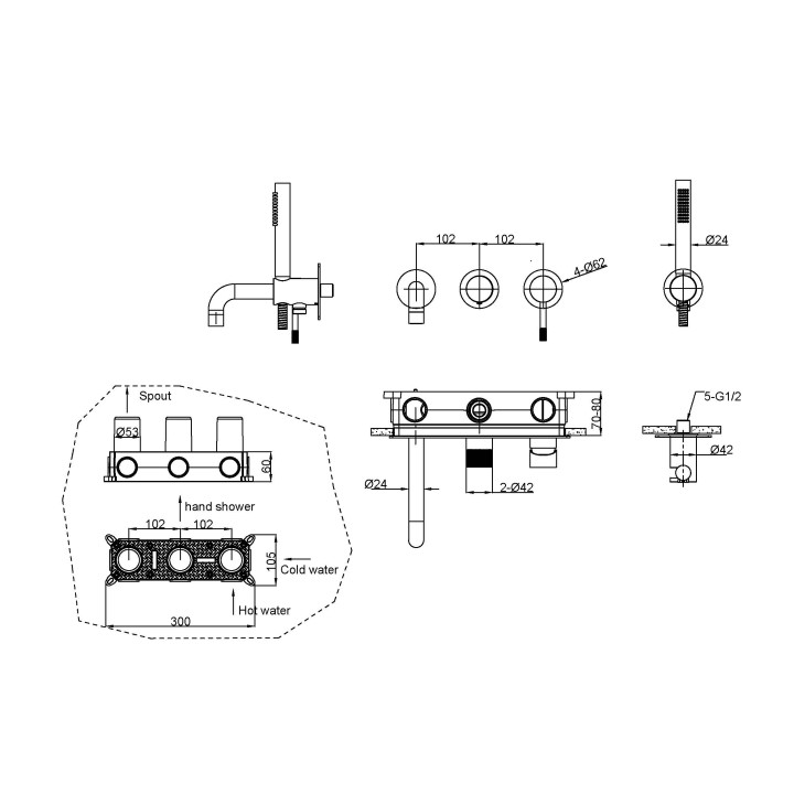 Boheme 464-3-MW смеситель скрытого монтажа