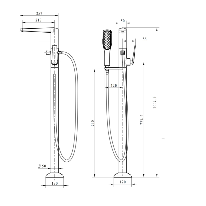 Boheme 379-SGM напольный смеситель для ванны
