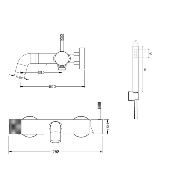 Boheme 463-SGM смеситель для ванны Shine Gun Metall