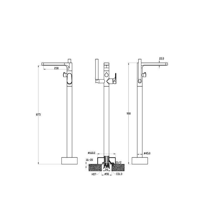 Boheme 459-NB напольный смеситель для ванны