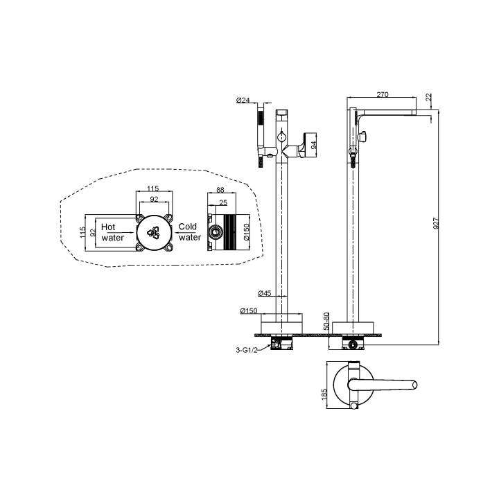 Boheme 459-MW смеситель напольный для ванны