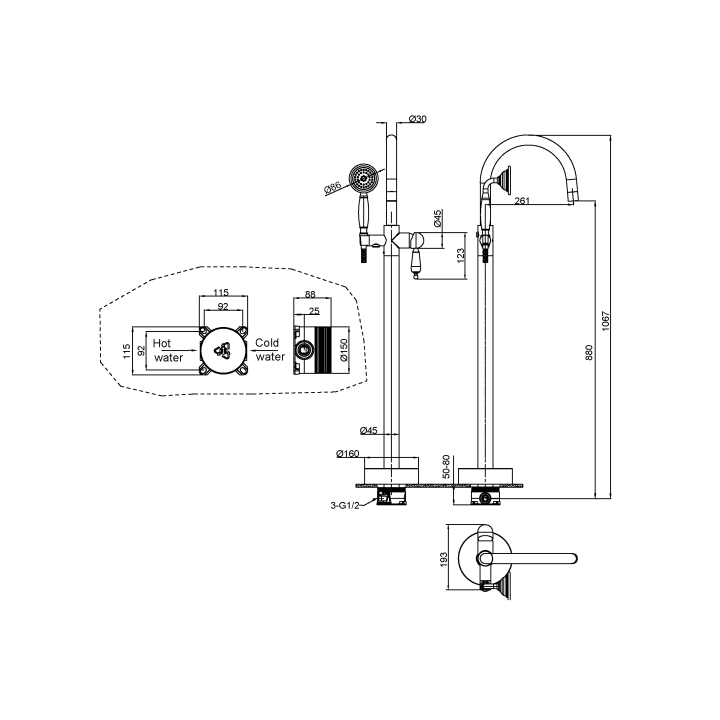 Boheme 309 смеситель напольный Bronze