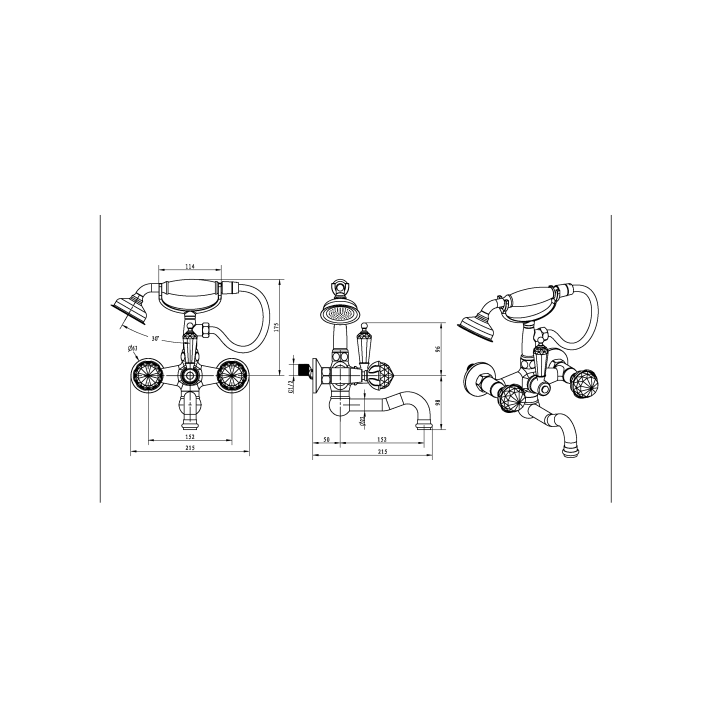 Boheme 333 смеситель для ванны Gold