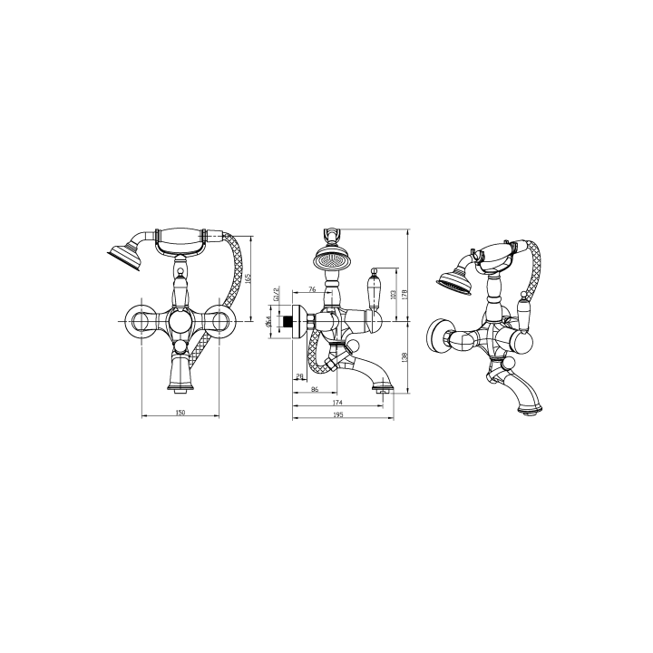 Boheme 263-CRST смеситель для ванны Chrome