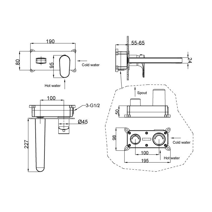 Boheme 455-MG смеситель встраиваемый, Spectre