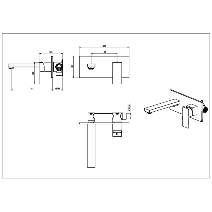 Boheme 475-BR Qubic смеситель встраиваемый, бронза