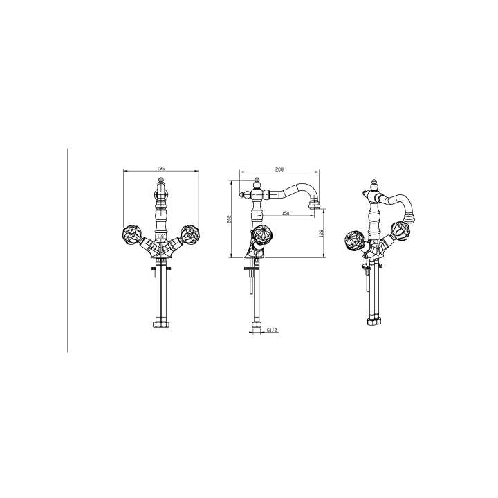 Boheme 332 смеситель для раковины Gold