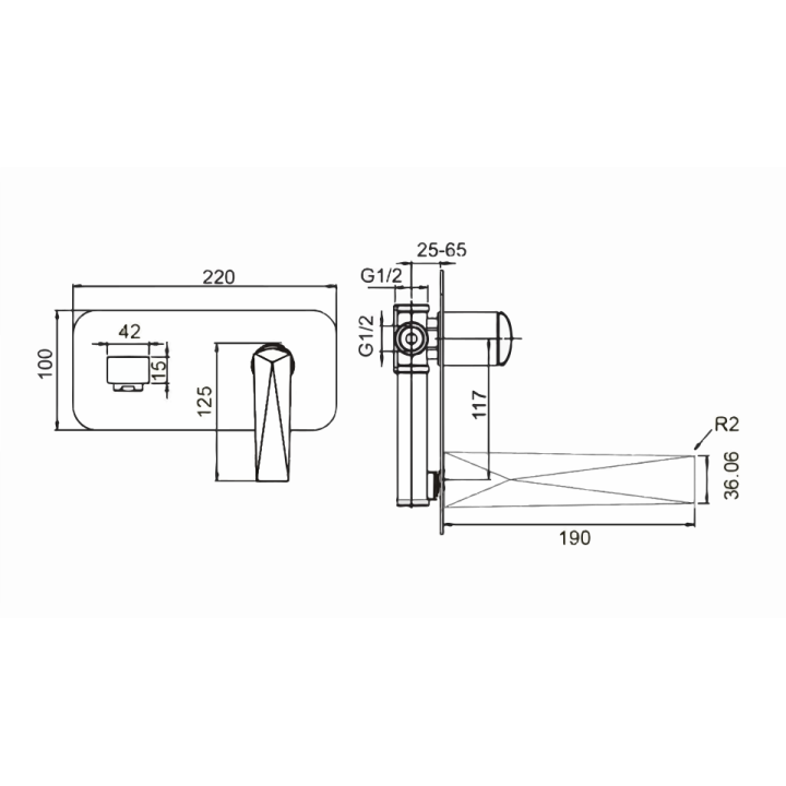 Boheme 375-B смеситель встраиваемый для раковины