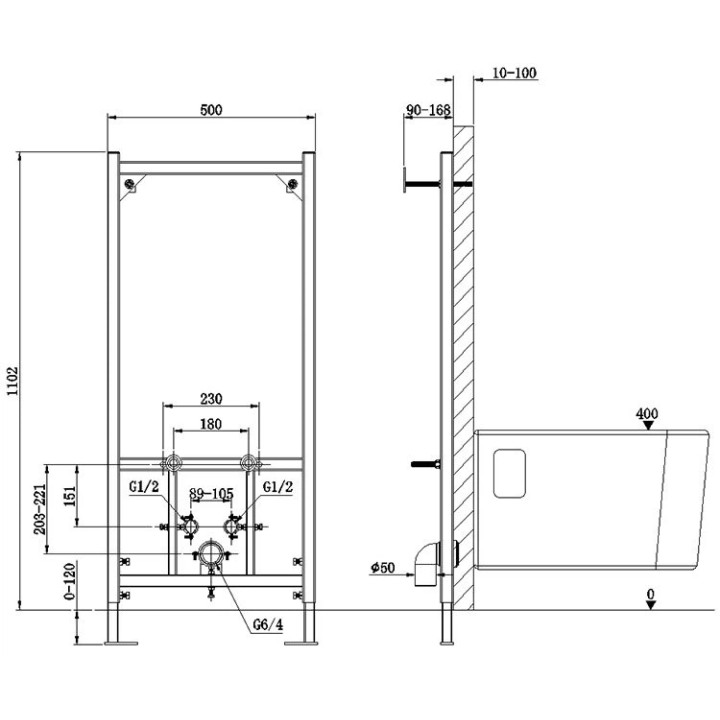 Инсталляция Charus Torre Bianca для подвесного биде, BD.300.01