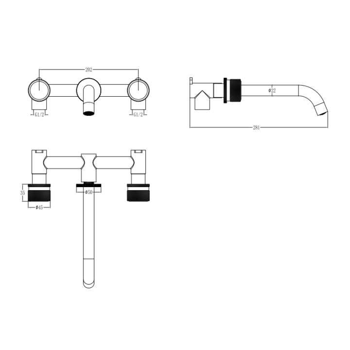 Boheme 152-2-B-A смеситель скрытый на 3 отв.