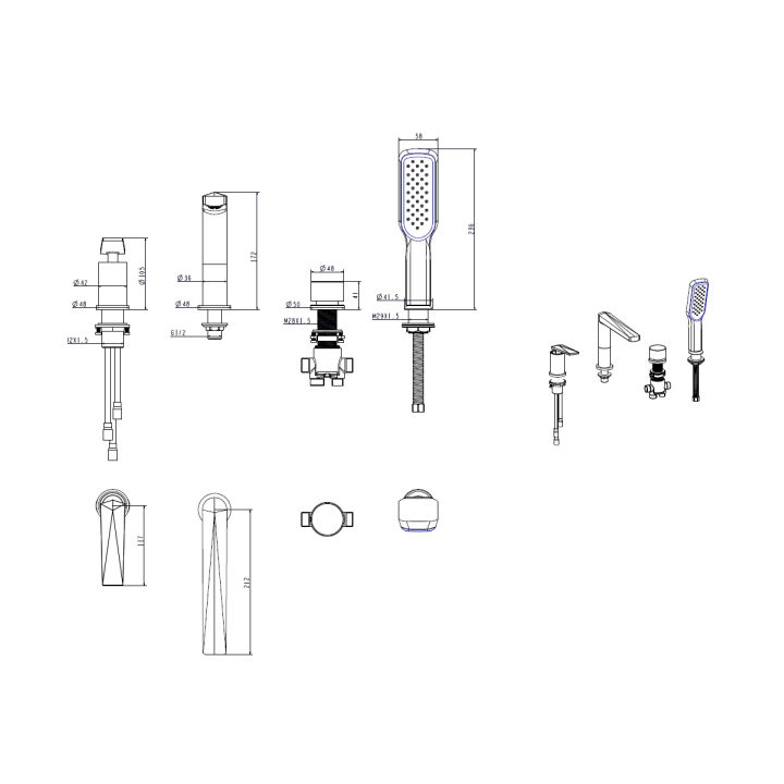 Boheme 370-B смеситель на борт ванны Black