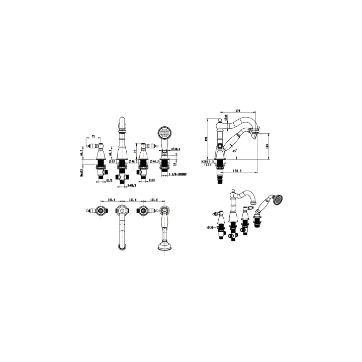 Boheme 391-Royal/CRST смеситель для ванны
