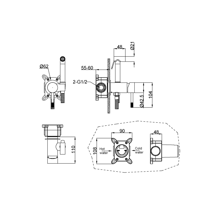 Boheme 467-CB гигиенический душ скрытый монтаж