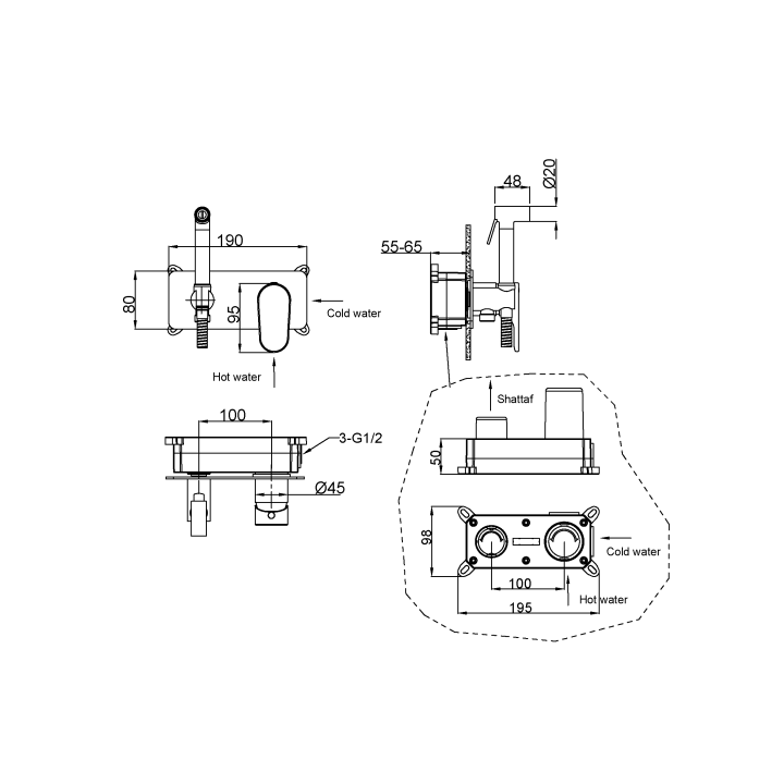 Boheme 457-NB гигиенический душ скрытый монтаж