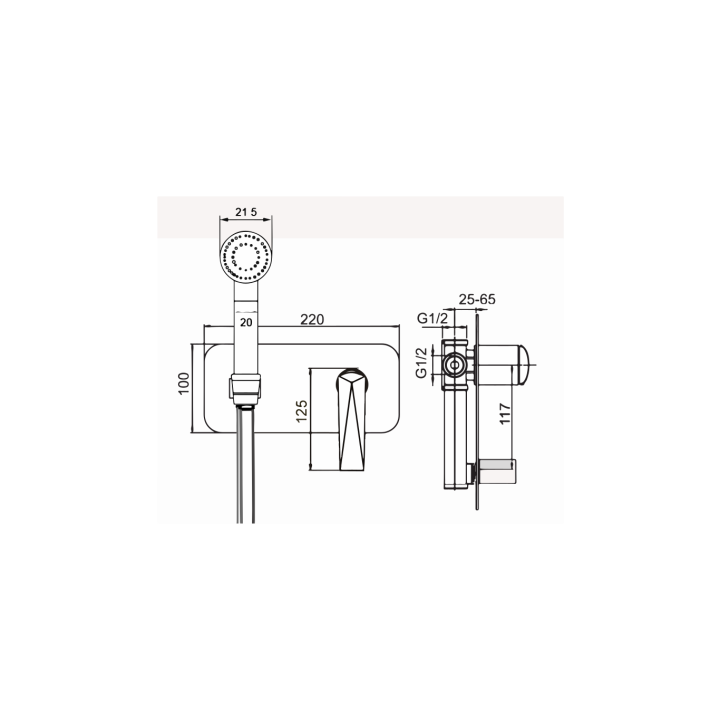 Boheme Venturo 377-W гигиенический душ, скрытый