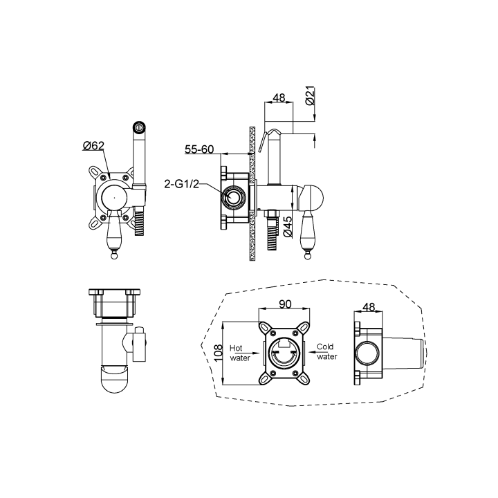 Boheme 435 гигиенический душ встраиваемый Gold