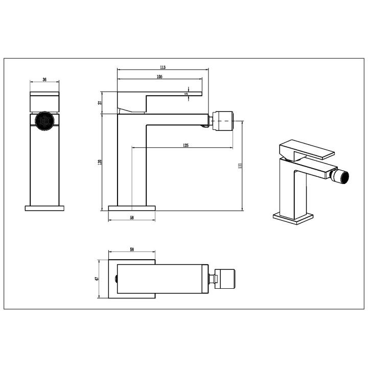 Boheme 476-CR смеситель для биде Qubic Chrome