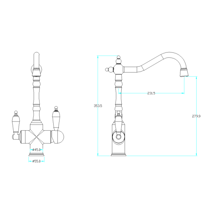 Смеситель Boheme 113-BLC кухонный с фильтром