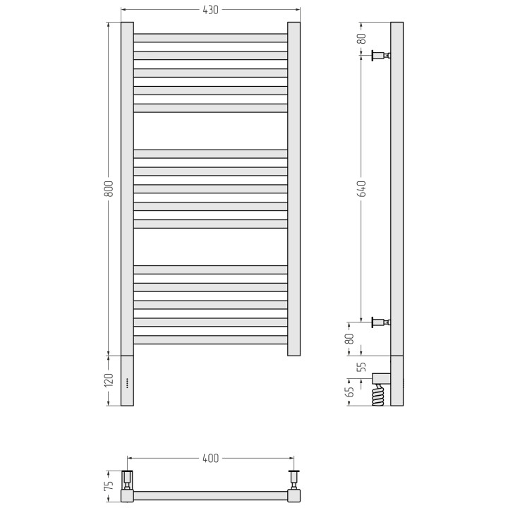 Сунержа 051-5700-8040 полотенцесушитель 80х40 латунь