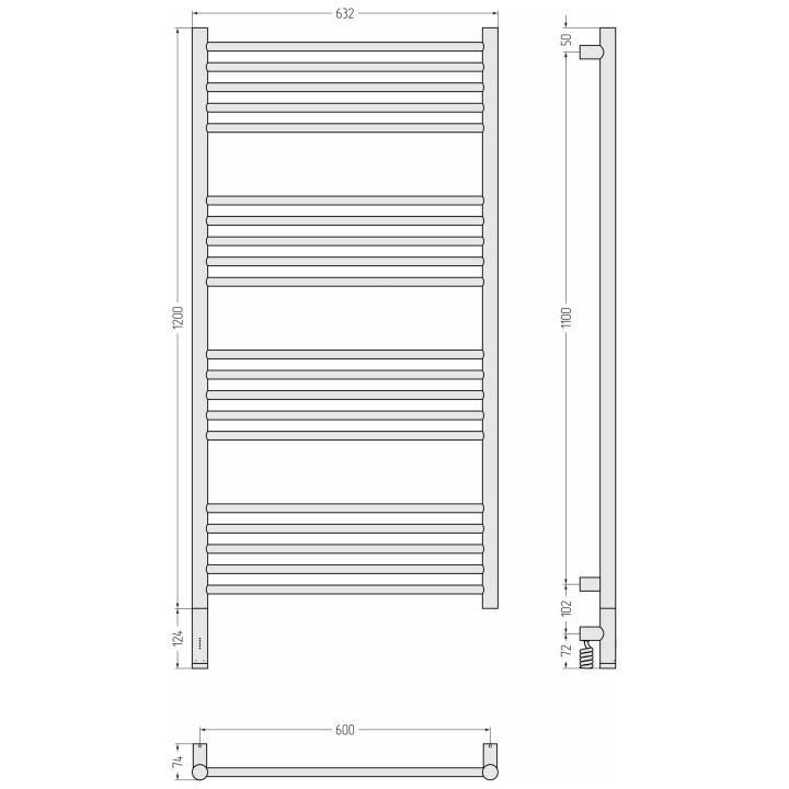 Сунержа 032-6004-1260 полотенцесушитель 120х60 золото