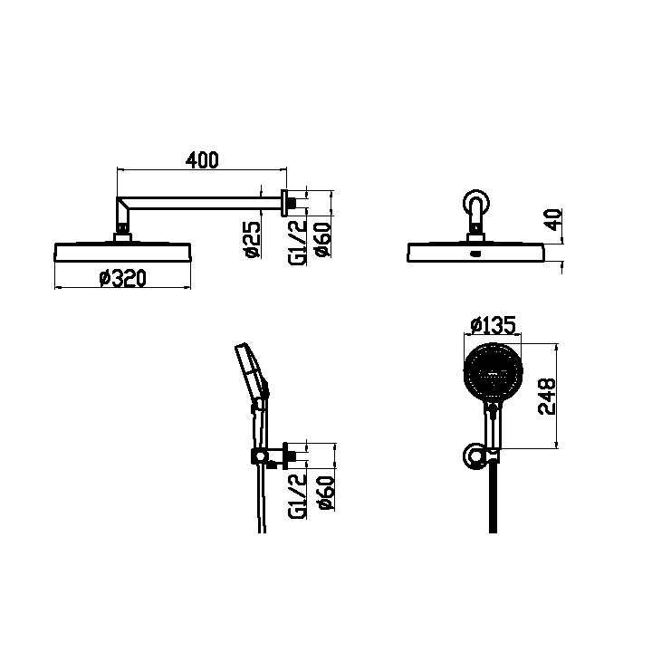 Boheme 427-B душевой набор Black CELL