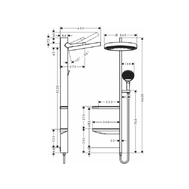 Hansgrohe 26842700 душевая система белая