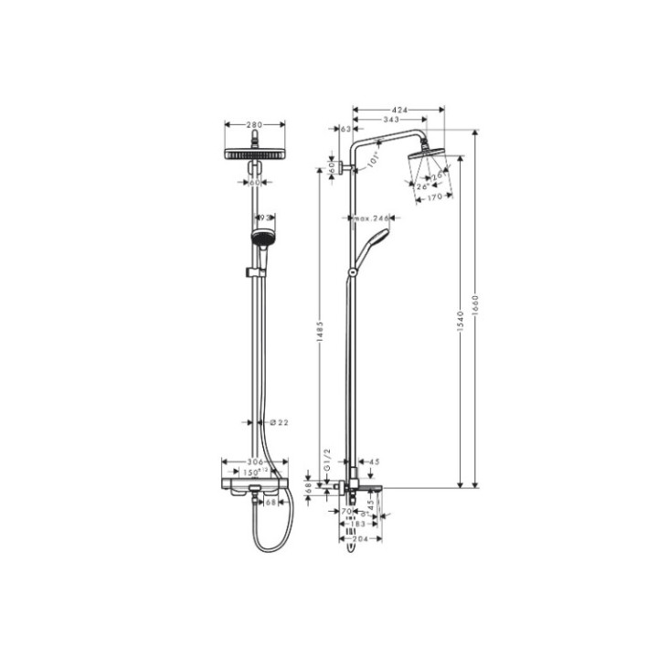 Hansgrohe 27687000 душевая система Croma E