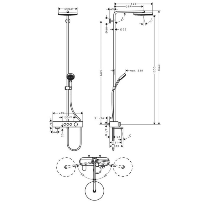 Душевая система Hansgrohe 24230000 Pulsify S