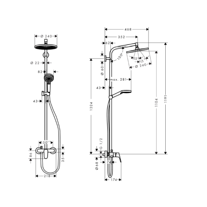 Hansgrohe 27269000 душевая система Crometta S