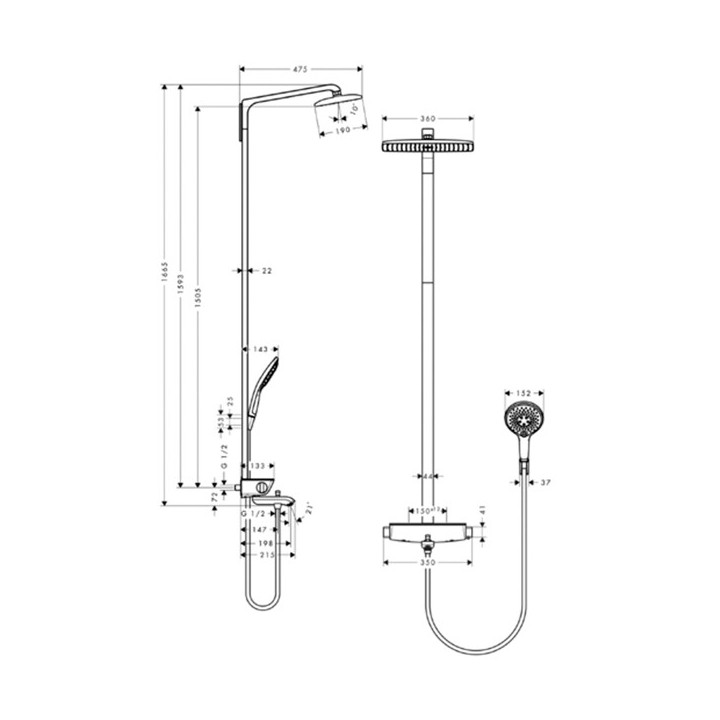 Hansgrohe 27113400 душевая система с термостатом