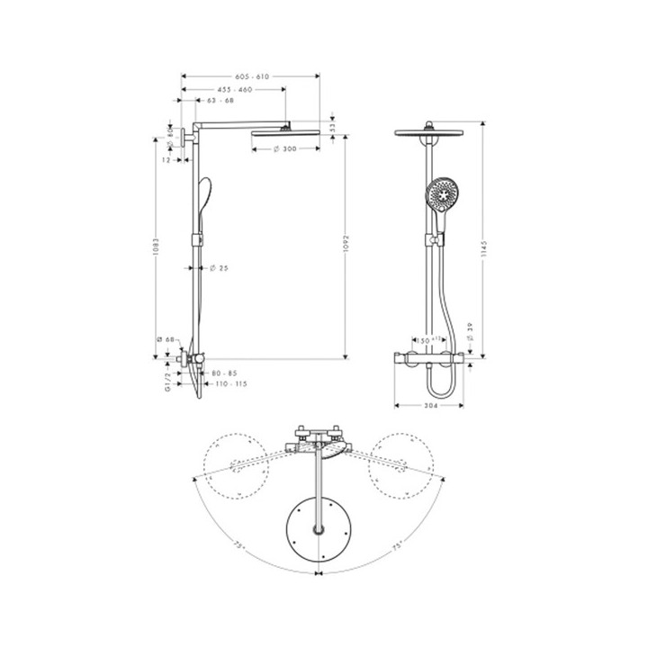 Hansgrohe 27114000 душевая система Raindance S