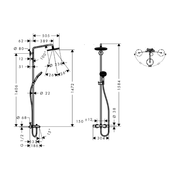 Hansgrohe 27117000 душ Raindance S термостат