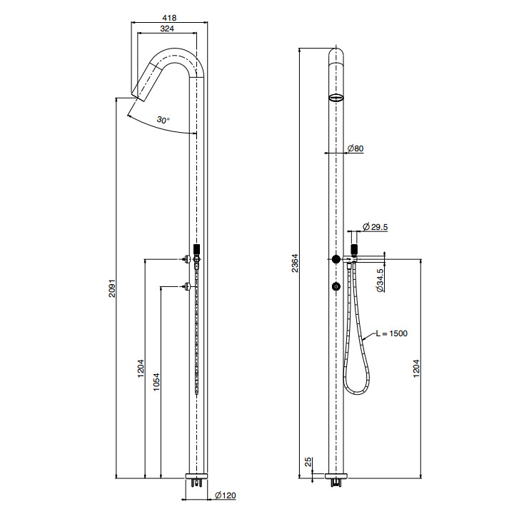 F5970X2C INOX душевая система Fima Carlo Frattini