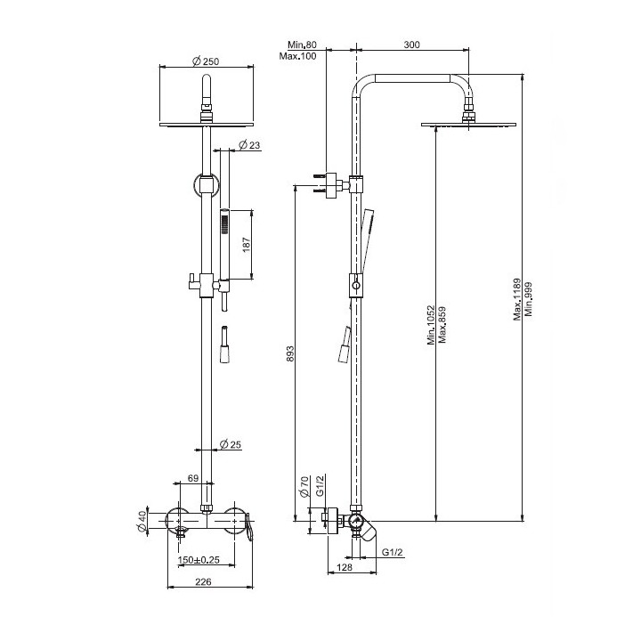 F3805/2SN душевая система Fima Carlo Frattini
