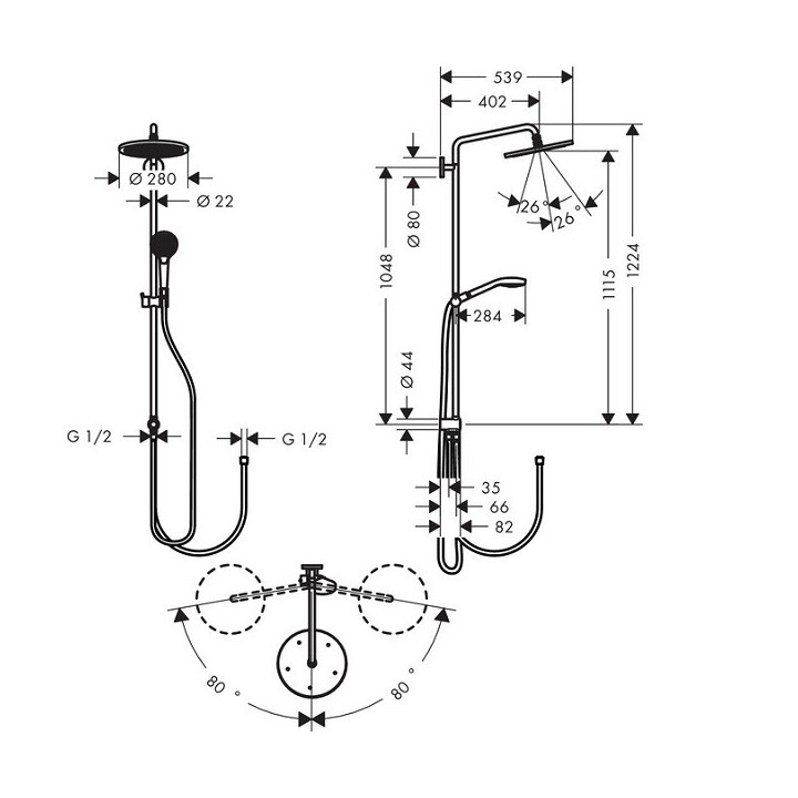 Hansgrohe 26793000 душевая система Croma Select S