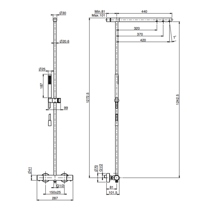 F4925/SWT36HS душевая система Fima Carlo Frattini