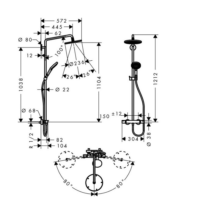 Hansgrohe 27116000 душевая система термостат